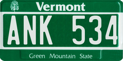 VT license plate ANK534