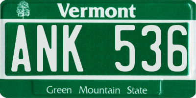 VT license plate ANK536