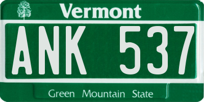 VT license plate ANK537