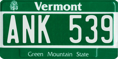 VT license plate ANK539