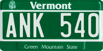 VT license plate ANK540