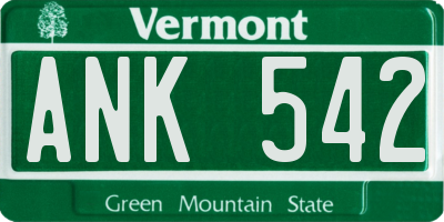 VT license plate ANK542