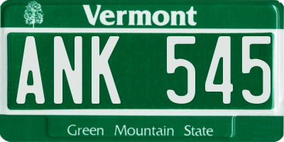 VT license plate ANK545