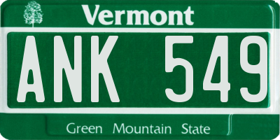 VT license plate ANK549