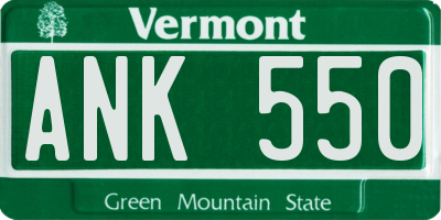 VT license plate ANK550