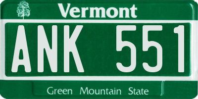 VT license plate ANK551