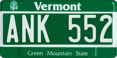 VT license plate ANK552