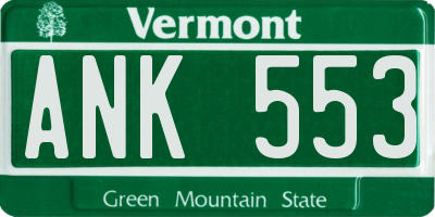 VT license plate ANK553