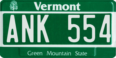VT license plate ANK554