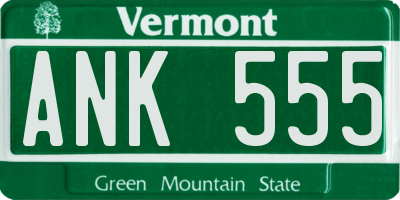 VT license plate ANK555
