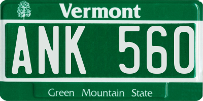 VT license plate ANK560