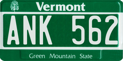 VT license plate ANK562