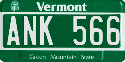 VT license plate ANK566