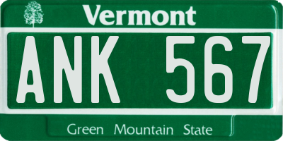 VT license plate ANK567