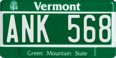 VT license plate ANK568