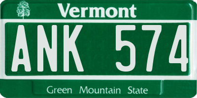 VT license plate ANK574