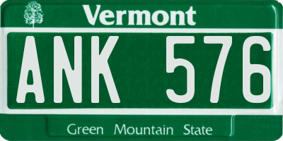 VT license plate ANK576