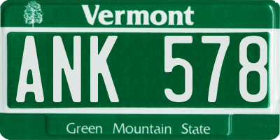 VT license plate ANK578