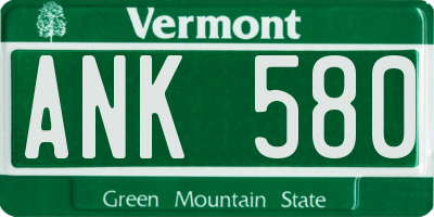 VT license plate ANK580