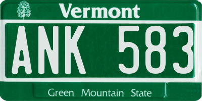 VT license plate ANK583