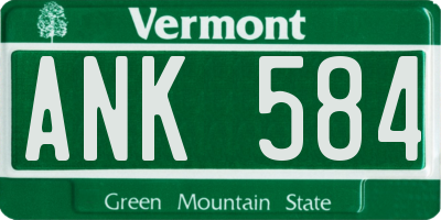 VT license plate ANK584
