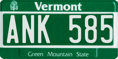 VT license plate ANK585