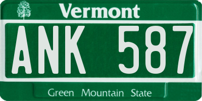 VT license plate ANK587