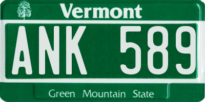 VT license plate ANK589