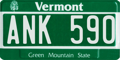 VT license plate ANK590