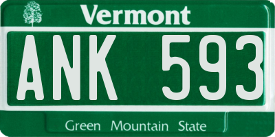 VT license plate ANK593