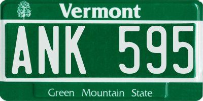 VT license plate ANK595
