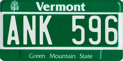 VT license plate ANK596