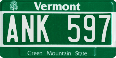 VT license plate ANK597