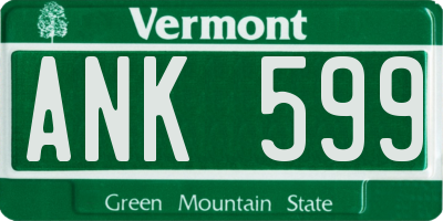 VT license plate ANK599