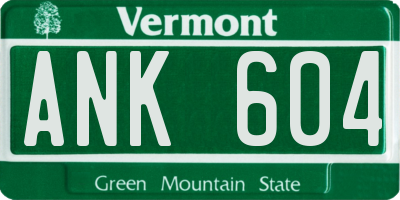 VT license plate ANK604