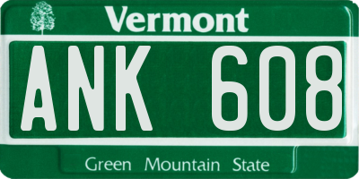 VT license plate ANK608