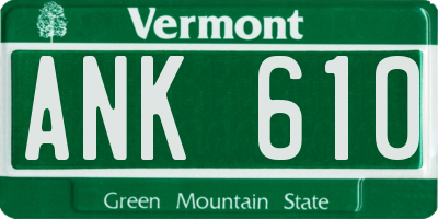 VT license plate ANK610