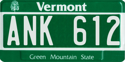 VT license plate ANK612