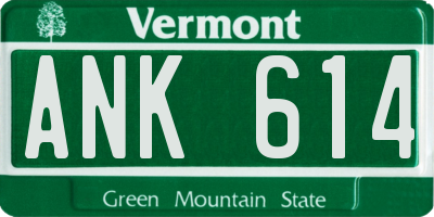 VT license plate ANK614