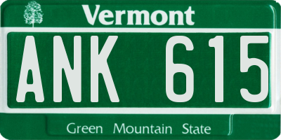 VT license plate ANK615