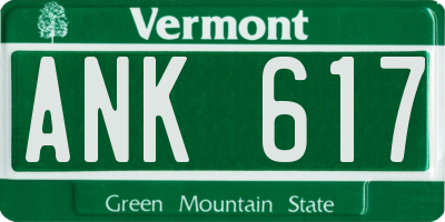 VT license plate ANK617
