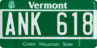 VT license plate ANK618
