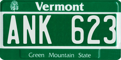 VT license plate ANK623