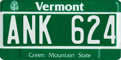 VT license plate ANK624