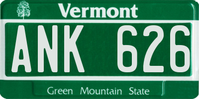 VT license plate ANK626