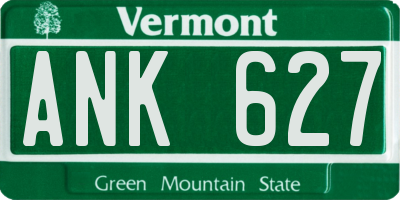 VT license plate ANK627