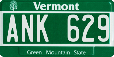 VT license plate ANK629