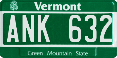 VT license plate ANK632