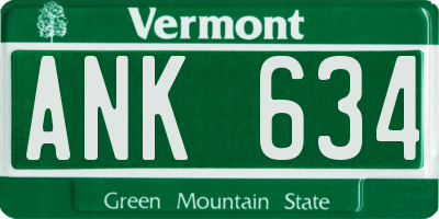 VT license plate ANK634