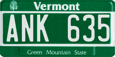 VT license plate ANK635